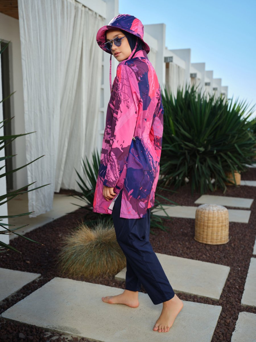 Alfasa Elina Hooded Modest Swimsuit 26216 - 26 - Navy Blue - ihvan