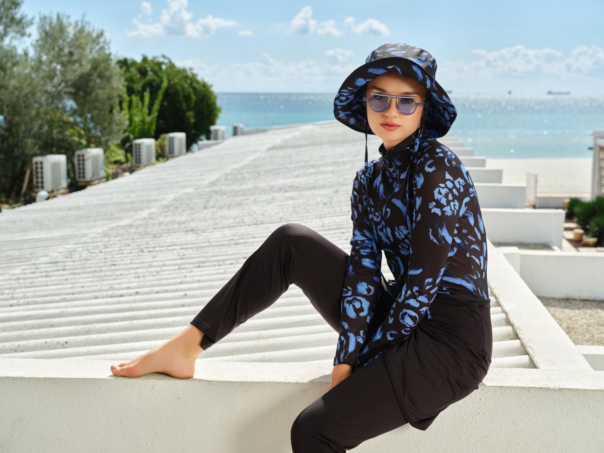 Alfasa Fully Covered Hijab Swimsuit with Wrap Skirt Detail and Hooded Design 26670 - 26 Black - ihvan