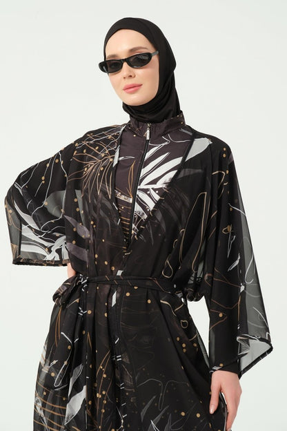 Alfasa Goldea Belted Chiffon Pareo Black 7140 - 26 - ihvan