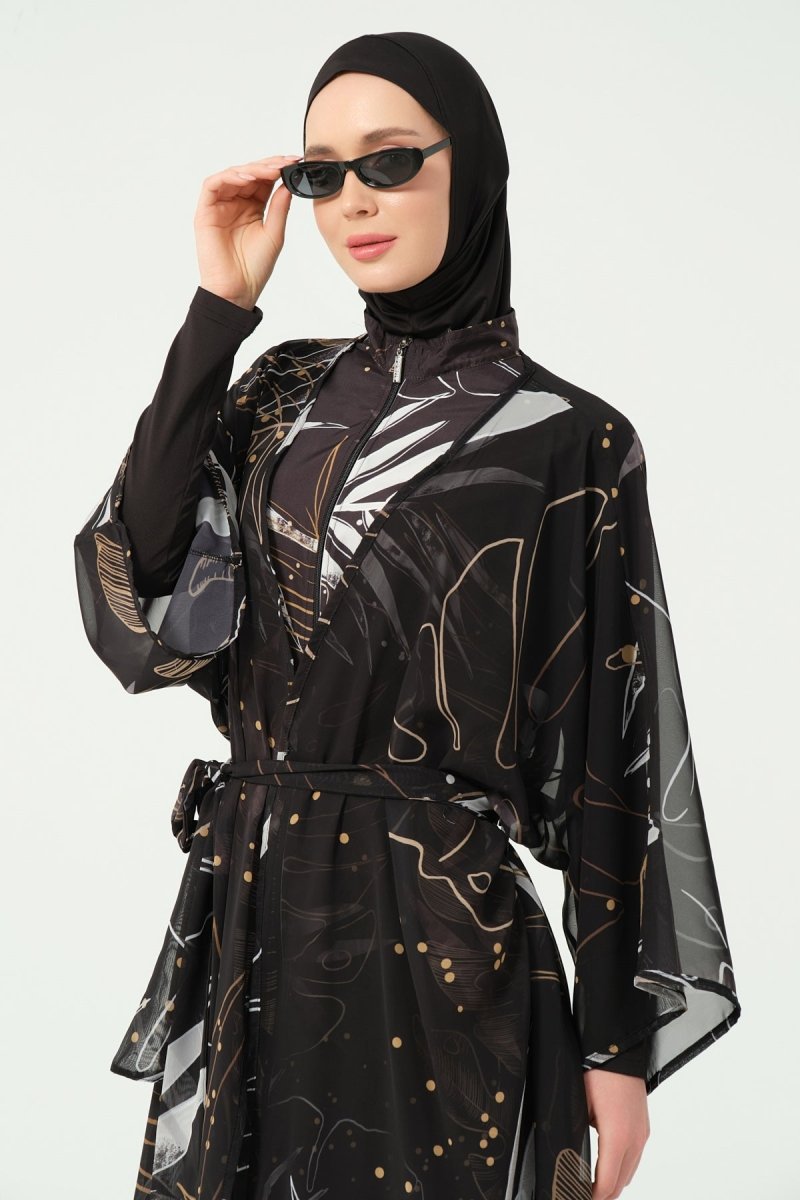 Alfasa Goldea Belted Chiffon Pareo Black 7140 - 26 - ihvan