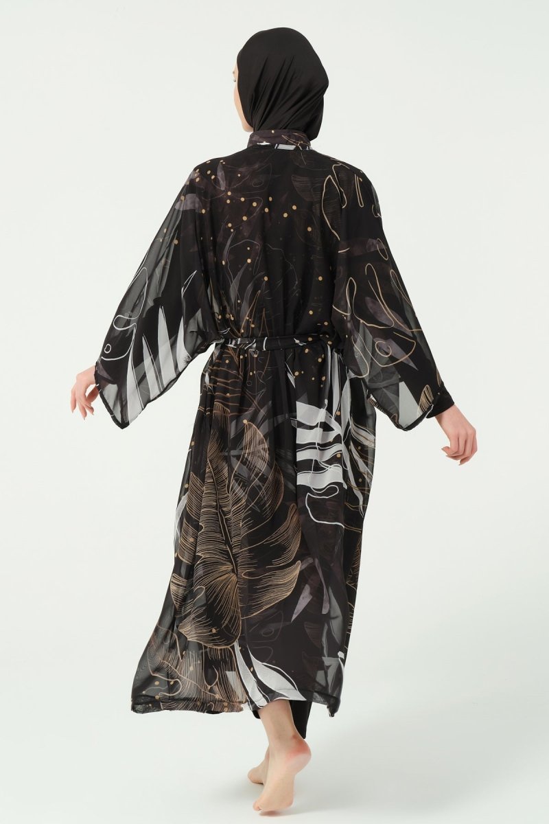 Alfasa Goldea Belted Chiffon Pareo Black 7140 - 26 - ihvan