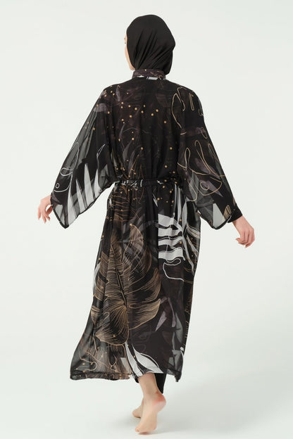Alfasa Goldea Belted Chiffon Pareo Black 7140 - 26 - ihvan
