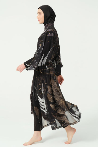Alfasa Goldea Belted Chiffon Pareo Black 7140 - 26 - ihvan