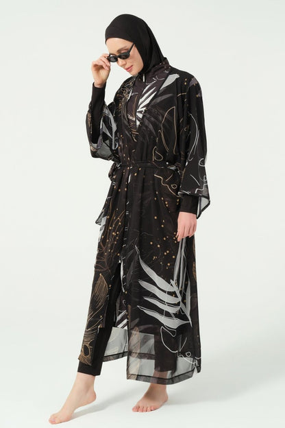 Alfasa Goldea Belted Chiffon Pareo Black 7140 - 26 - ihvan
