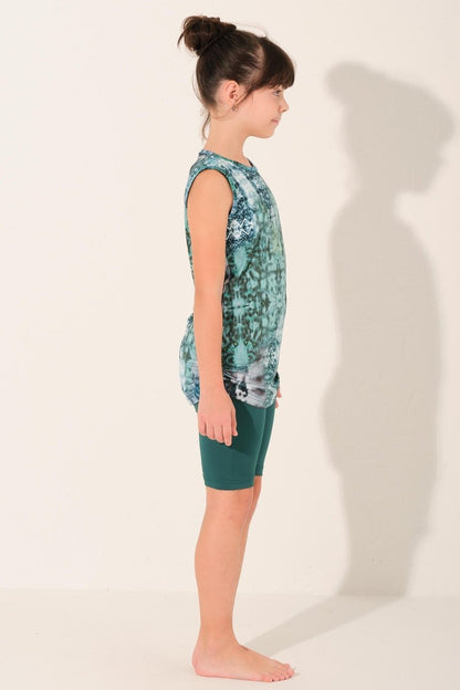 Alfasa Lavina Sleeveless Kids' Swimsuit with Gathered Sides 26131 - 26 Emerald Green - ihvan