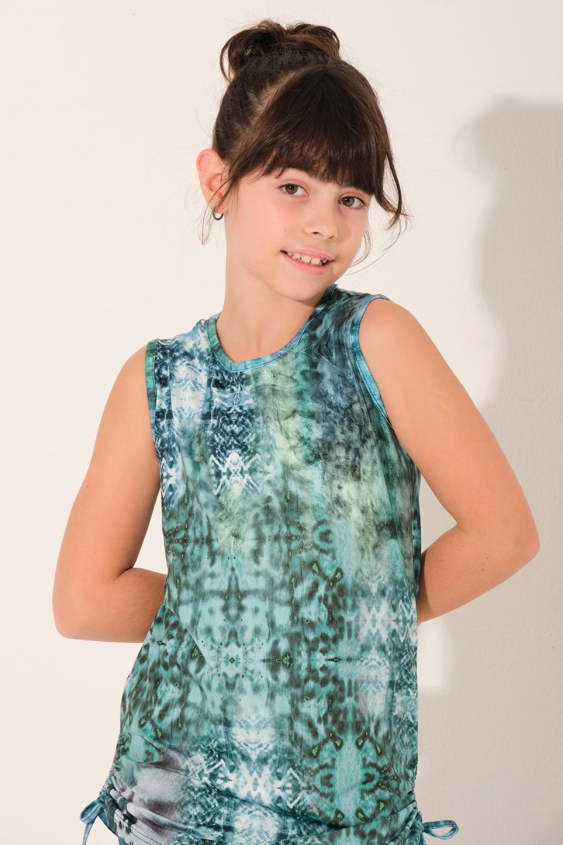 Alfasa Lavina Sleeveless Kids' Swimsuit with Gathered Sides 26131 - 26 Emerald Green - ihvan