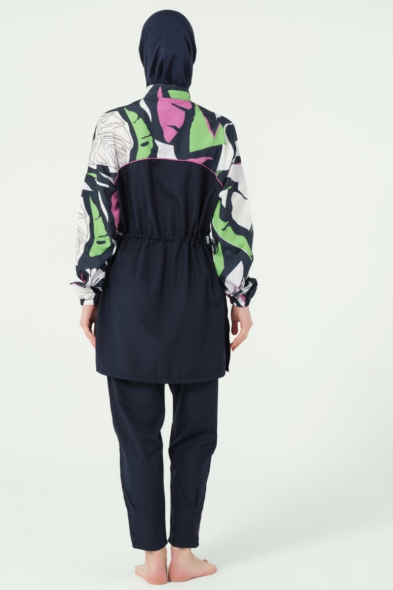 Alfasa Lian Full Coverage Hijab Swimsuit with Hair Trim Detail 25289 - 26 - Navy Blue - ihvan