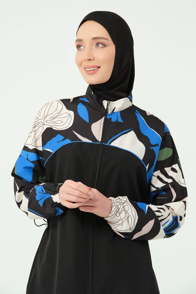 Alfasa Lian Full Coverage Hijab Swimsuit with Hair Trim Detail 25289 - 26 - Navy Blue - ihvan