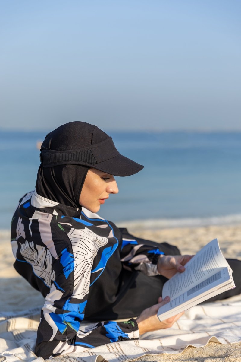 Alfasa Lian Full Coverage Hijab Swimsuit with Hair Trim Detail 25289 - 26 - Navy Blue - ihvan