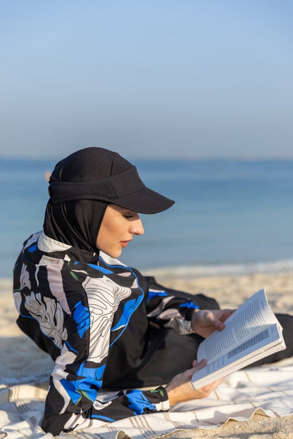 Alfasa Lian Full Coverage Hijab Swimsuit with Hair Trim Detail 25289 - 26 - Navy Blue - ihvan