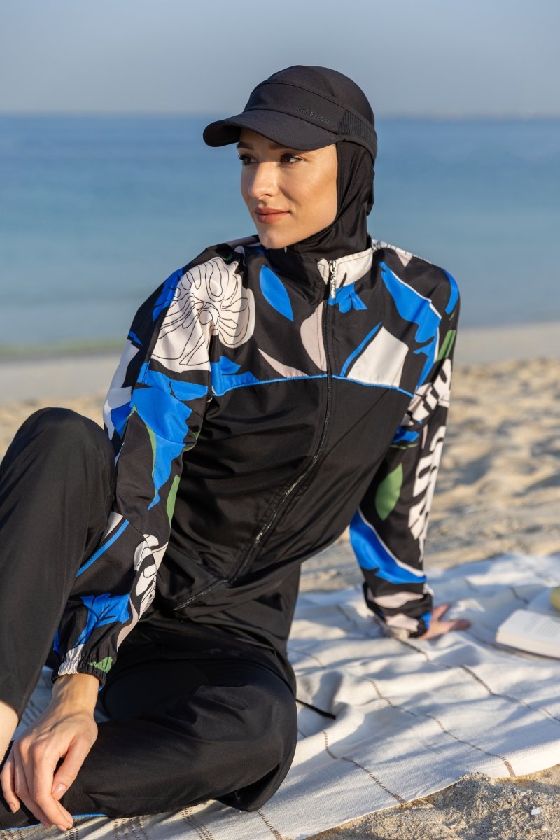 Alfasa Lian Full Coverage Hijab Swimsuit with Hair Trim Detail 25289 - 26 - Navy Blue - ihvan