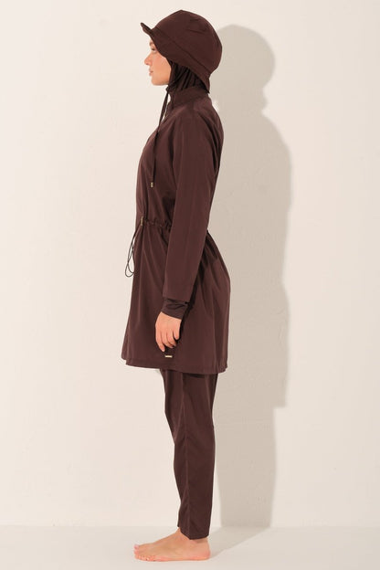 Alfasa Luna Hooded Modest Swimsuit 26211 - 26 Brown - ihvan