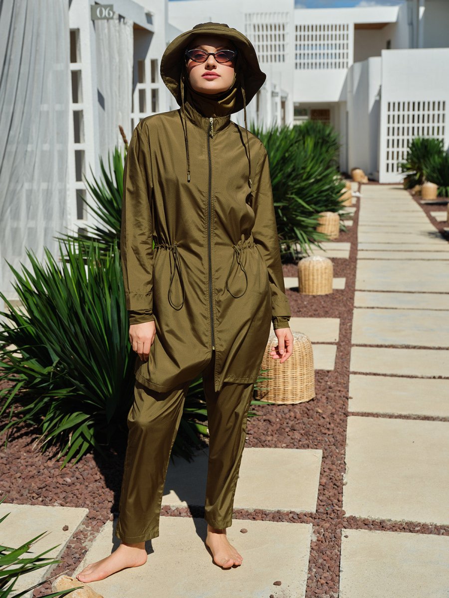 Alfasa Luna Hooded Modest Swimsuit 26211 - 26 Brown - ihvan