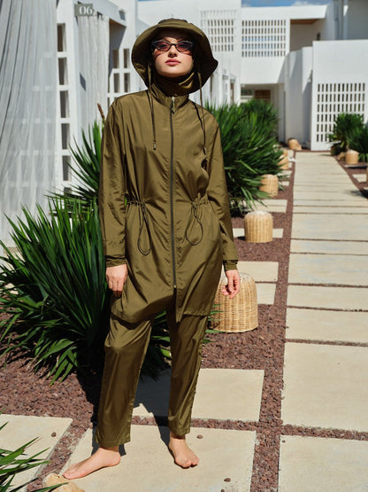 Alfasa Luna Hooded Modest Swimsuit 26211 - 26 Brown - ihvan