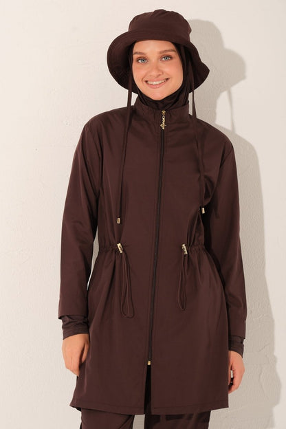 Alfasa Luna Hooded Modest Swimsuit 26211 - 26 Brown - ihvan