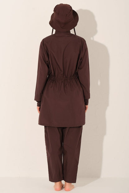 Alfasa Luna Hooded Modest Swimsuit 26211 - 26 Brown - ihvan