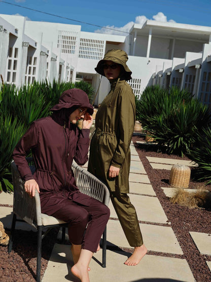 Alfasa Luna Hooded Modest Swimsuit 26211 - 26 Brown - ihvan