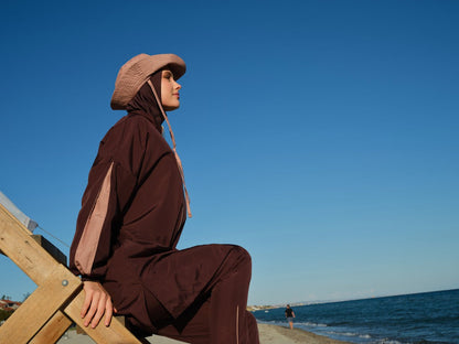 Alfasa Marla Hooded Modest Swimsuit 26219 - 26 - Brown - ihvan