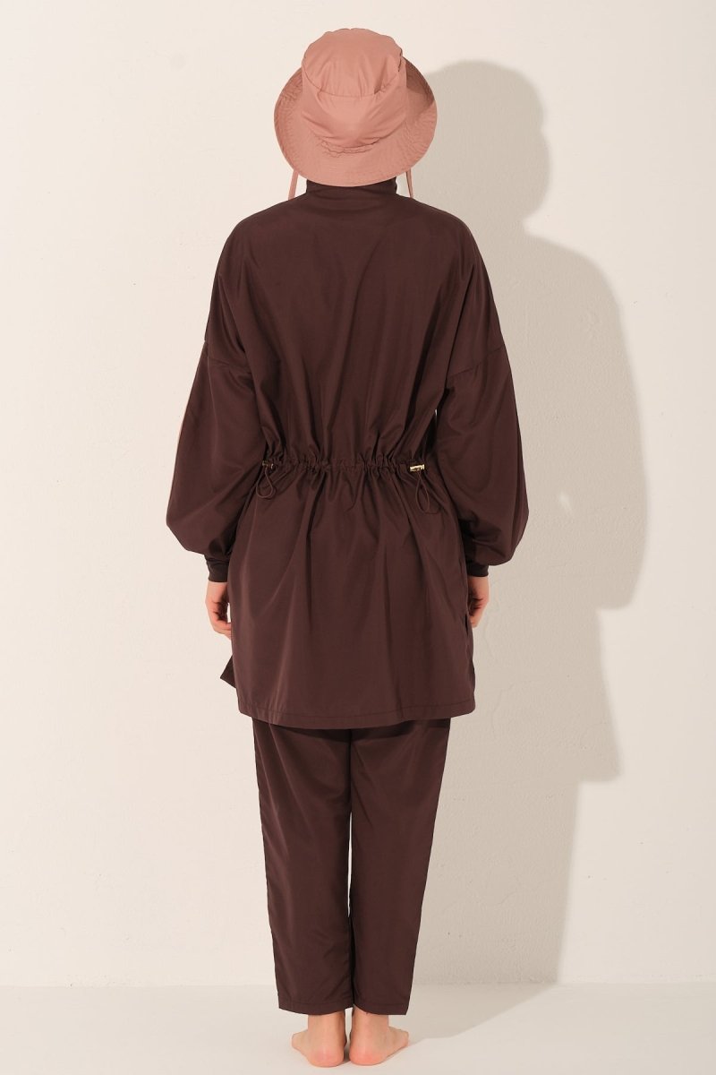 Alfasa Marla Hooded Modest Swimsuit 26219 - 26 - Brown - ihvan