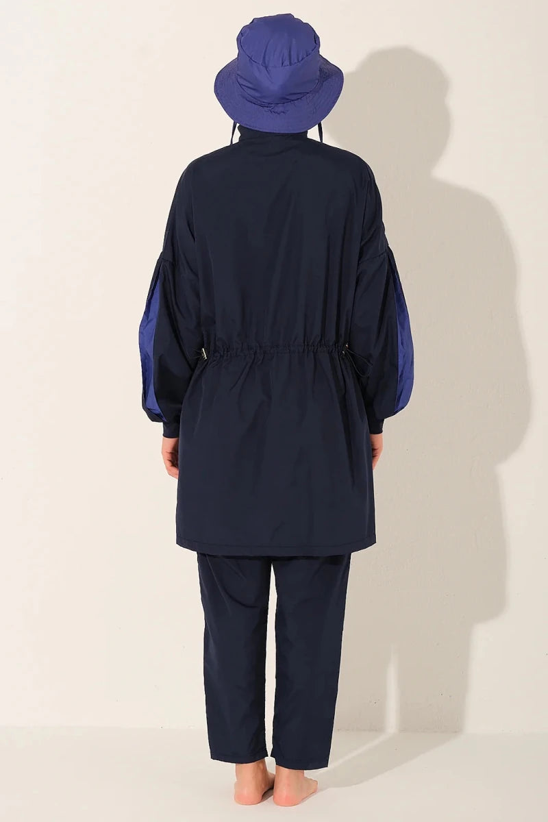 Alfasa Marla Hooded Modest Swimsuit 26219-26 - Navy Blue - ihvan