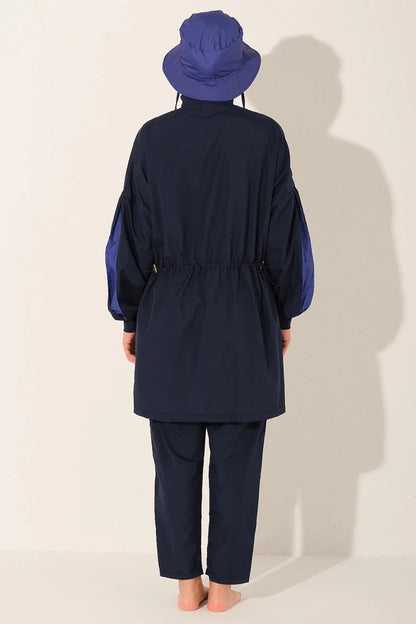 Alfasa Marla Hooded Modest Swimsuit 26219-26 - Navy Blue - ihvan