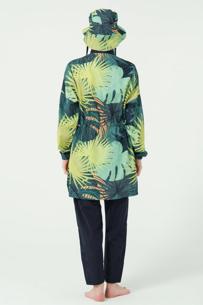 Alfasa Modest Swimsuit, Full Coverage, with Hood, Mona Pattern, Green 25270 - 26 - ihvan