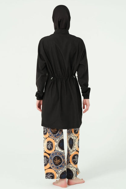 Alfasa Patterned Trousers, Half - Zip, High - Neck, Full Coverage Swimsuit - 25311 - 25 - ihvan