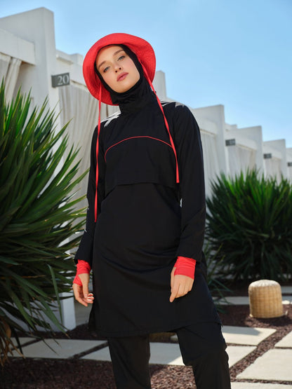 Alfasa Riva Sport Full Coverage Hijab Swimsuit with Hood 26239 - 26 Black - ihvan