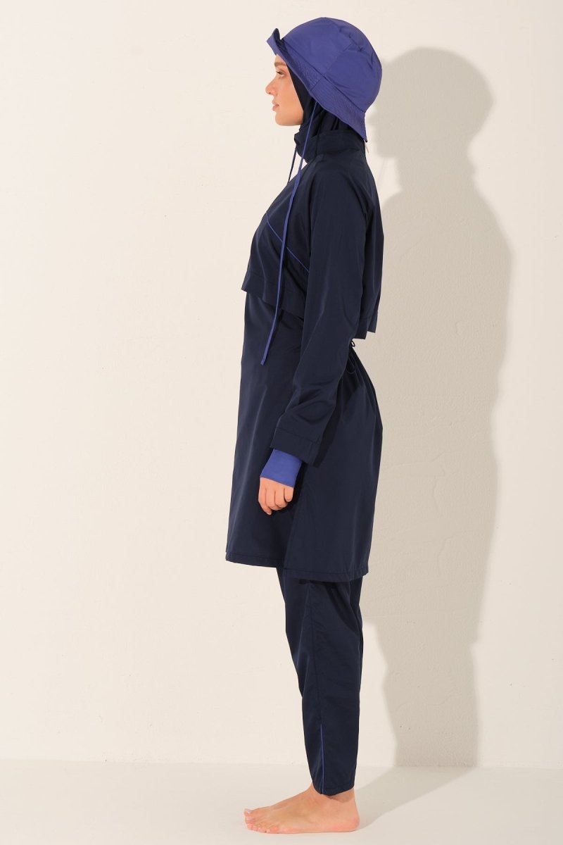 Alfasa Riva Sport Full Coverage Hijab Swimsuit with Hood 26239 - 26 Navy Blue - ihvan