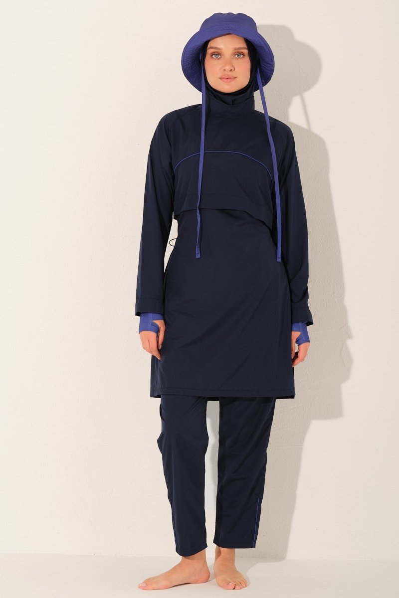 Alfasa Riva Sport Full Coverage Hijab Swimsuit with Hood 26239 - 26 Navy Blue - ihvan