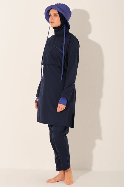Alfasa Riva Sport Full Coverage Hijab Swimsuit with Hood 26239 - 26 Navy Blue - ihvan