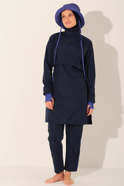 Alfasa Riva Sport Full Coverage Hijab Swimsuit with Hood 26239 - 26 Navy Blue - ihvan