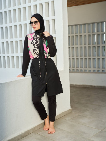 Alfasa Rivella Crop - Look Full Coverage Hijab Swimsuit 26409 - 26 Black - ihvan