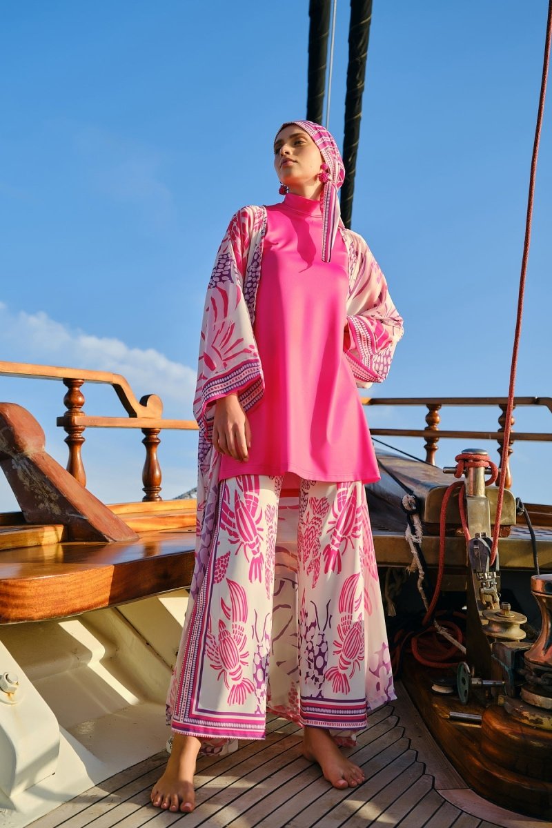 Alfasa Yakamoz Patterned Chiffon Pareo 7052 - 26 Fuchsia - ihvan