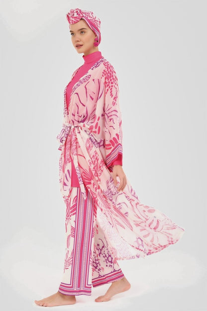 Alfasa Yakamoz Patterned Chiffon Pareo 7052 - 26 Fuchsia - ihvan