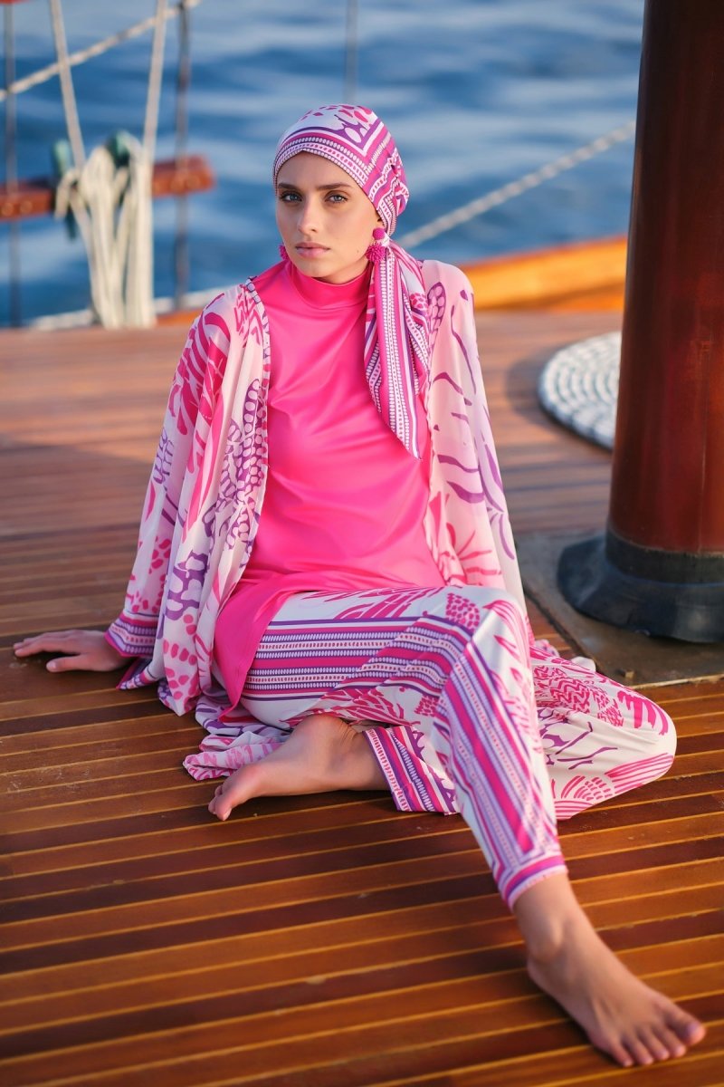 Alfasa Yakamoz Patterned Chiffon Pareo 7052 - 26 Fuchsia - ihvan