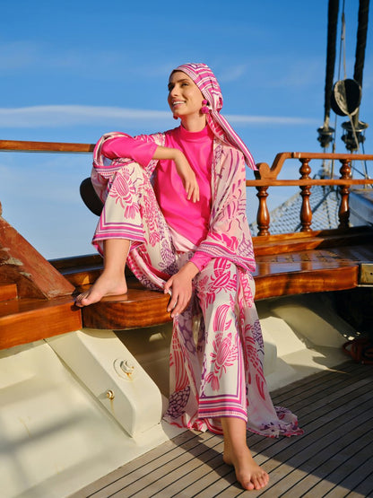 Alfasa Yakamoz Patterned Chiffon Pareo 7052 - 26 Fuchsia - ihvan