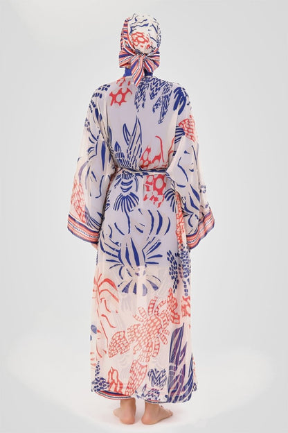 Alfasa Yakamoz Patterned Pareo 7052 Navy Blue - ihvan