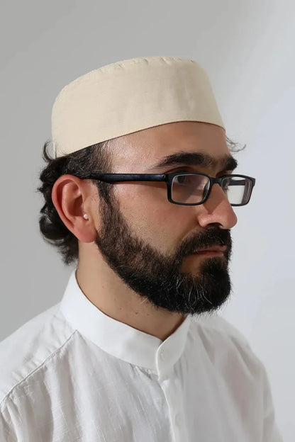 Alif Waw Embroidered Structured Kufi Prayer Cap - ihvan