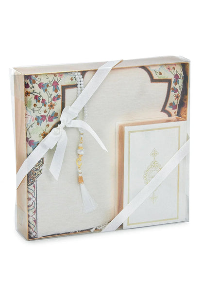 Arabic Quran Islamic Gift Set with Velvet Prayer Mat, Tasbih & Gift Box
