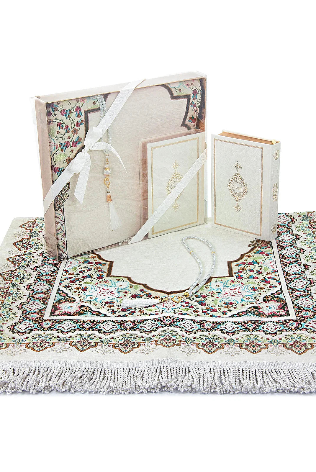 Arabic Quran Islamic Gift Set with Velvet Prayer Mat, Tasbih & Gift Box