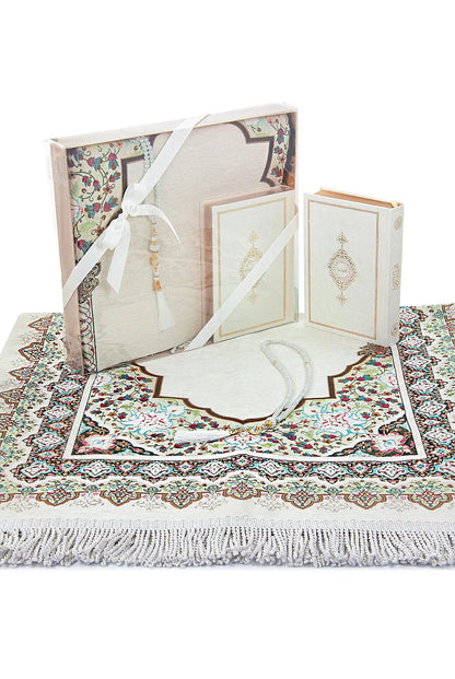 Arabic Quran Islamic Gift Set with Velvet Prayer Mat, Tasbih & Gift Box