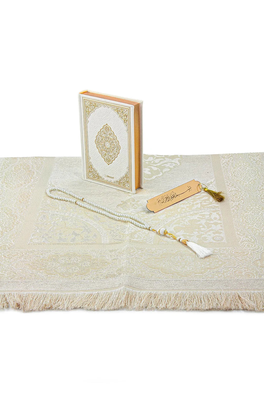 Arabic Quran Islamic Gift Box Set with Taffeta Prayer Mat, Tasbih & Bookmark