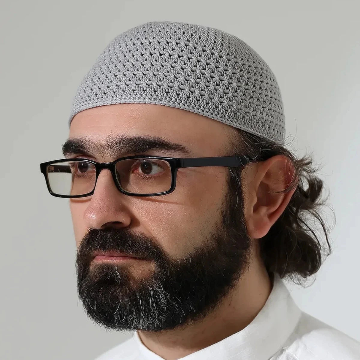 Amber Knitted Kufi Prayer Cap – Patterned Muslim Cap - ihvan