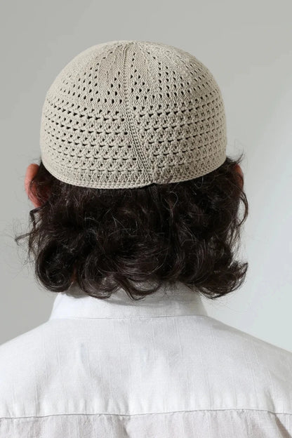 Amber Knitted Kufi Prayer Cap – Patterned Muslim Cap - ihvan