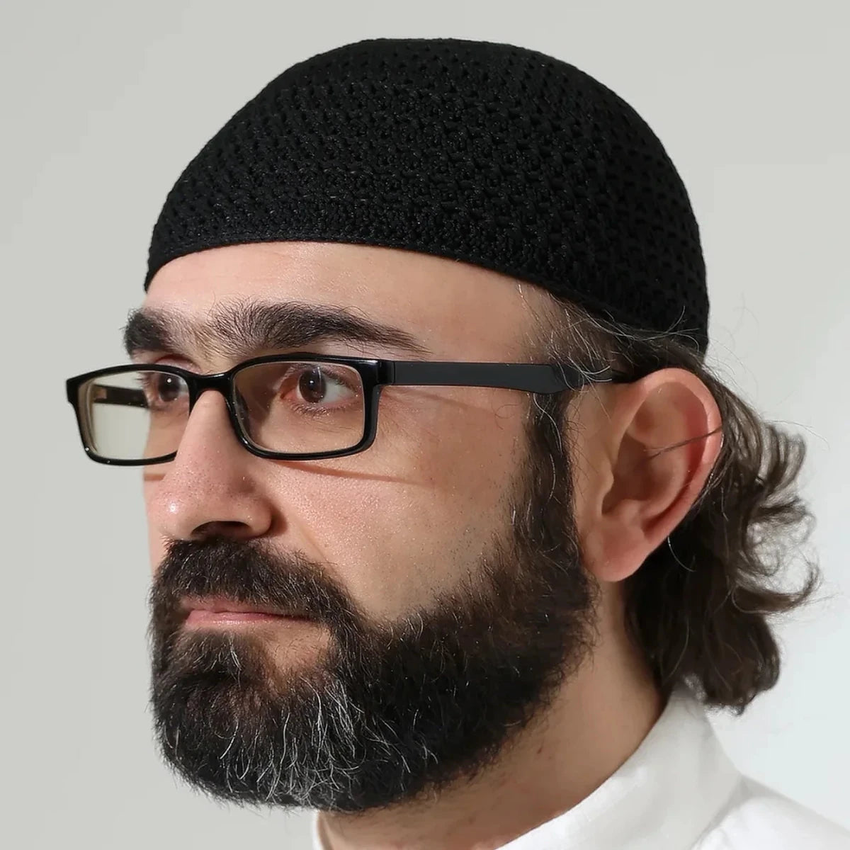 Amber Knitted Kufi Prayer Cap – Patterned Muslim Cap - ihvan