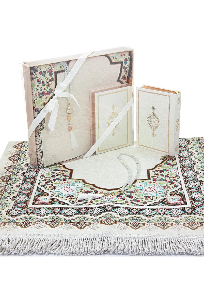 Arabic Quran Islamic Gift Set with Velvet Prayer Mat, Tasbih & Gift Box - ihvan