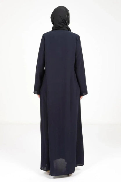 BEYZA 3487 - 25 NAVY BLUE LEAF DETAIL ABAYA - ihvan