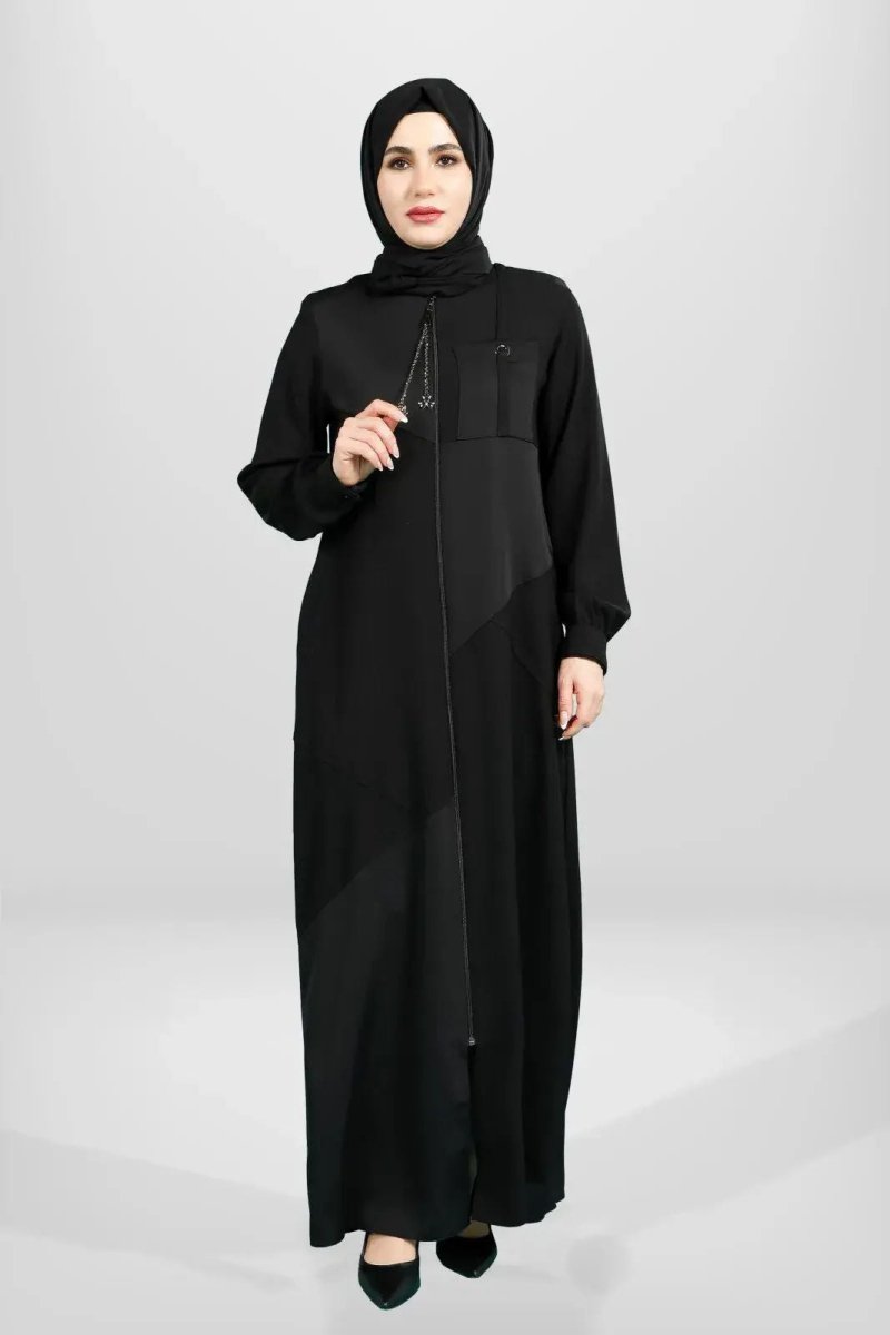 BEYZA 3901 - 25 BLACK ZIPPERED ASYMMETRIC DETAIL - ihvan