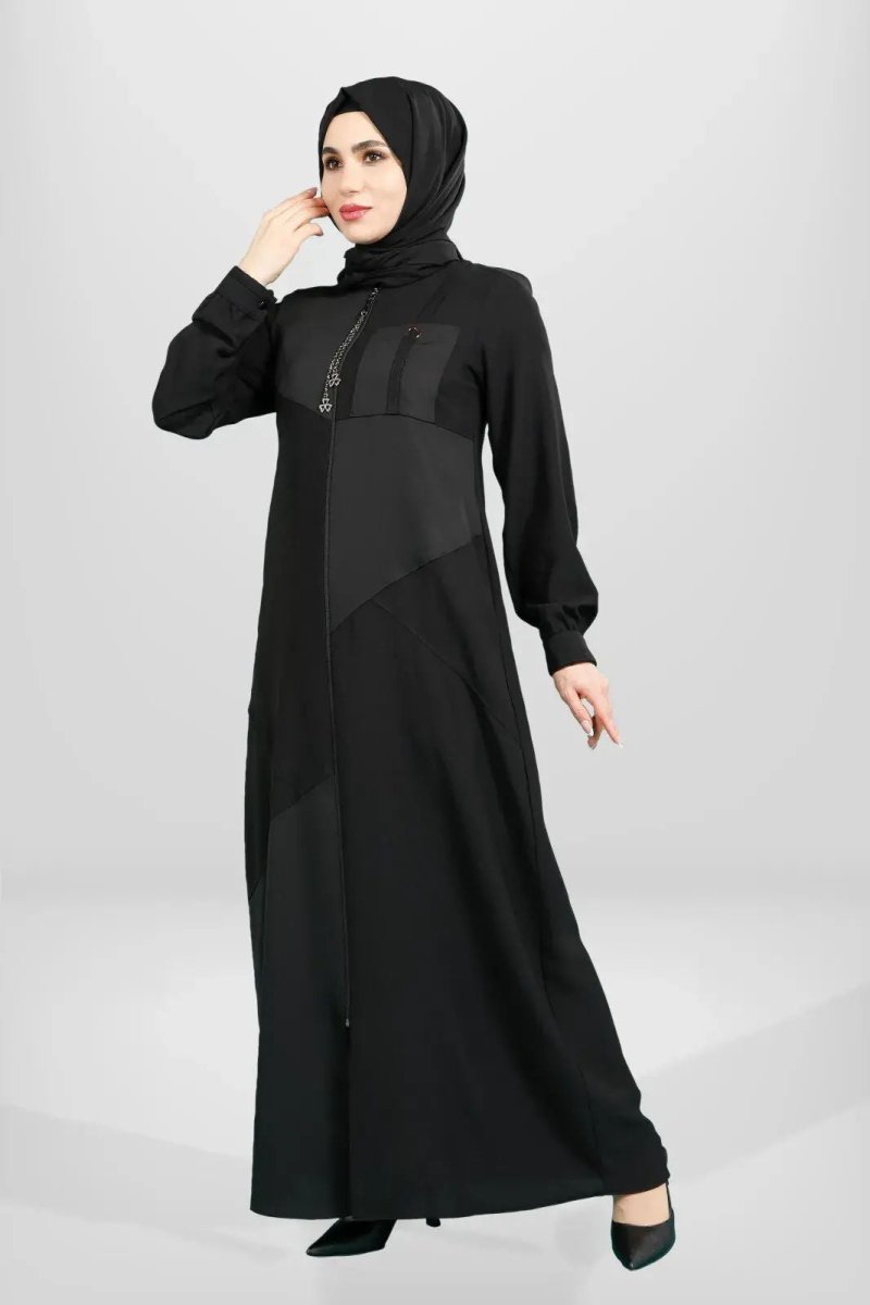 BEYZA 3901 - 25 BLACK ZIPPERED ASYMMETRIC DETAIL - ihvan